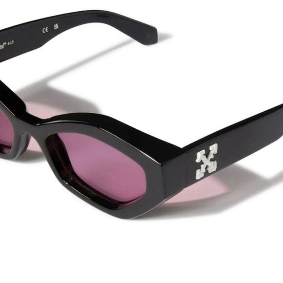 Off-White Hilo Cat-Eye Sunglasses Black‎ Pink Lens Acetate Made in Italy NEW main image 11
